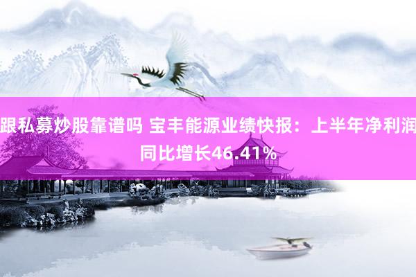 跟私募炒股靠谱吗 宝丰能源业绩快报：上半年净利润同比增长46.41%