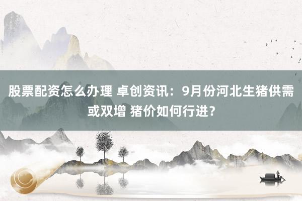 股票配资怎么办理 卓创资讯：9月份河北生猪供需或双增 猪价如何行进？