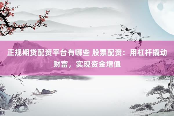 正规期货配资平台有哪些 股票配资：用杠杆撬动财富，实现资金增值