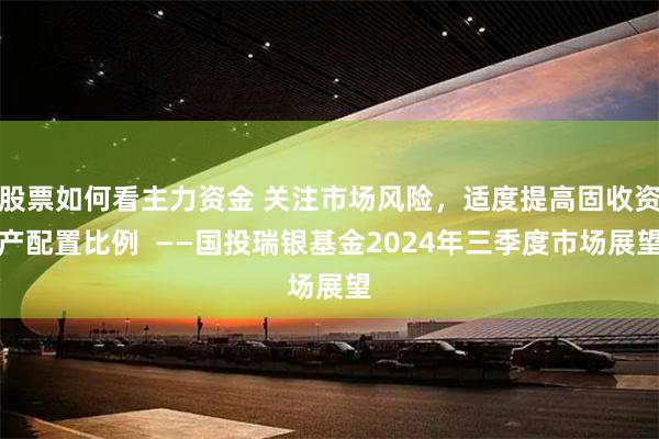 股票如何看主力资金 关注市场风险，适度提高固收资产配置比例  ——国投瑞银基金2024年三季度市场展望