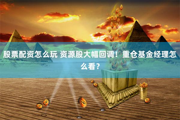 股票配资怎么玩 资源股大幅回调！重仓基金经理怎么看？